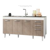 Balcão Gabinete Pia Inox Áustria 160cm 04 Portas Branco/Castanho - Lumil Móveis