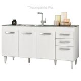 Balcão Gabinete Pia Inox Áustria 160cm 04 Portas Branco - Lumil Móveis