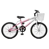 Bicicleta Aro 20 Feminina Serena Rosa e Branco Master Bike
