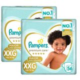 Kit Fralda Pampers Premium Care Jumbo Tamanho XXG 112 Unidades