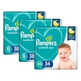 Kit  Fralda Pampers Confort Sec  G 76 tiras + XG 34 tiras