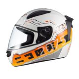 CAPACETE SKY TWO SORAH BRANCO FOSCO TRANSF LARANJA 58