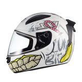 CAPACETE SKY TWO ZOMBIE BRANCO FOSCO TRANSF VERDE 58