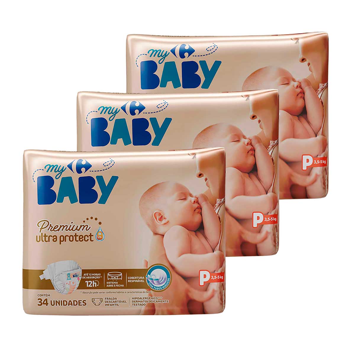 Kit Fraldas Carrefour My Baby P 102 Unidades Menor preço em Kit Fraldas Carrefour My Baby P 102 Unidades