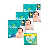 Kit Pampers M Confort Sec Super 210 Unidades + Lenço Umedecido Pampers Aloevera 192 Unidades