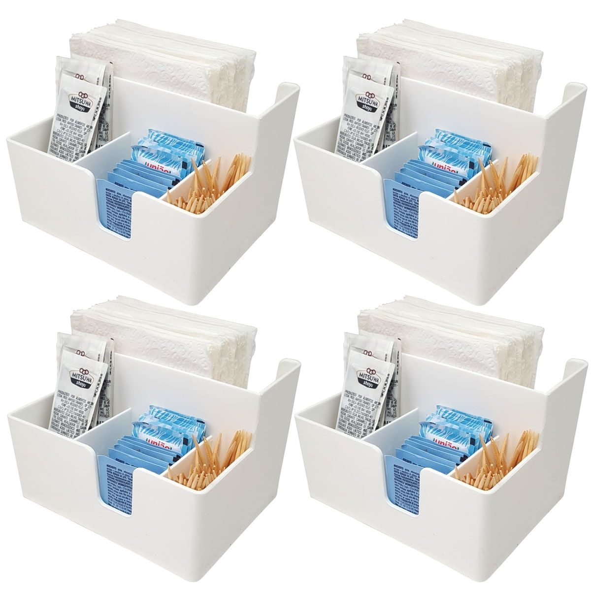 Kit 4 Porta Sachês Guardanapos Açúcar Organizadores Bancada Branco é boa?