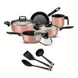 Jogo de Panelas 8 Peças Rosa Antiaderente Elegan