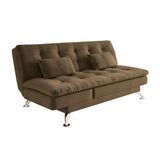 Sofá-Cama Casal 3 Lugares Amanda Suede Castanho