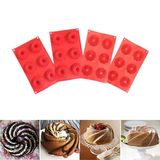 Forma  Mini Bolo Cupcake Espiral Silicone Vermelha 6 Cavidades Kit com 4