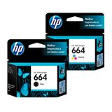 Kit com Cartucho HP 664 Colorido (F6V28AB) + Cartucho HP 664 Preto (F6V29AB) -  Para impressoras HP Deskjet 2136, 2676, 3776, 5076, 5276