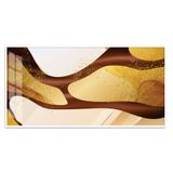 Quadro 60x120cm Decorativo Abstrato Dourado Goxoa Moldura Branca Com Vidro - Oppen House