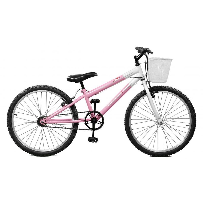 Bicicleta Master Bike Serena Aro 24 Rígida 1 Marcha - Branco/rosa