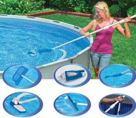 Kit de Limpeza Piscina Deluxe Aspirador Escova Vacuum Intex