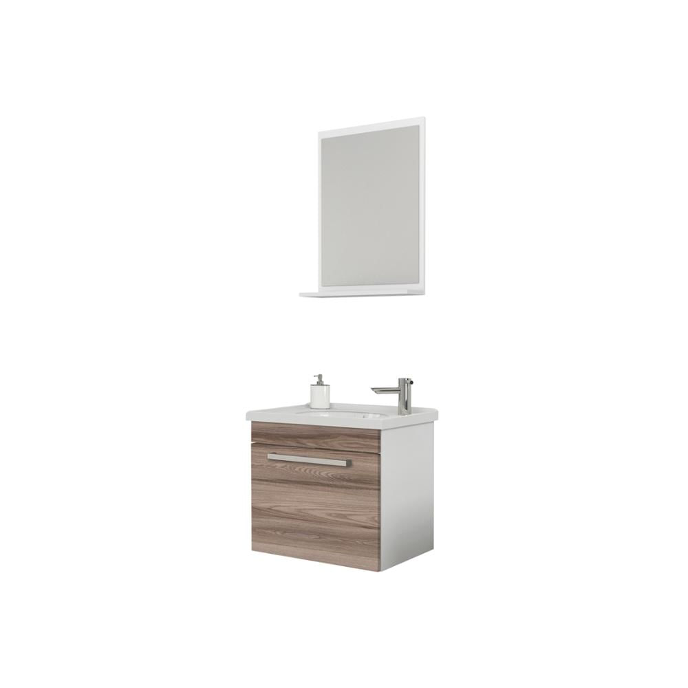 Conjunto de Gabinete E Espelheira em Mdf com Tampo Ágata Branco E Tamarindo é boa?