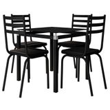 Jogo de Mesa Malva 107x75 Cm 4 Cadeiras 118 Artefamol Preto
