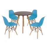 Mesa Inês 80cm Preta 4 Cadeiras Eames Eiffel Turquesa