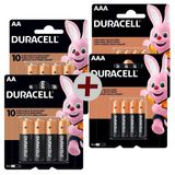 Kit 08 Pilhas AA + 08 AAA Alcalina Duracell Embalagem C/4