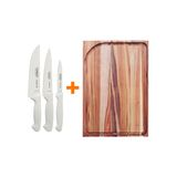 KIT - Faqueiro Premium 3 Peças + 1 Tábua para Churrasco 49x35 - Tramontina