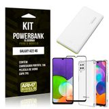 Kit Samsung A22 4G Carregador Portátil 10K Tipo C + Capa Anti Impacto +Película Vidro 3D -Armyshield