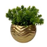 Vaso de cerâmica decorativo dourado com trabalhado