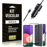 Kit Samsung A22 5G Carregador Veicular Tipo C + Capa Anti Impacto + Película Vidro 3D - Armyshield