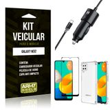 Kit Samsung M32 Carregador Veicular Tipo C + Capa Anti Impacto + Película Vidro 3D - Armyshield