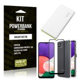 Kit Samsung A22 5G Carregador Portátil 10K Tipo C + Capa Anti Impacto +Película Vidro 3D -Armyshield