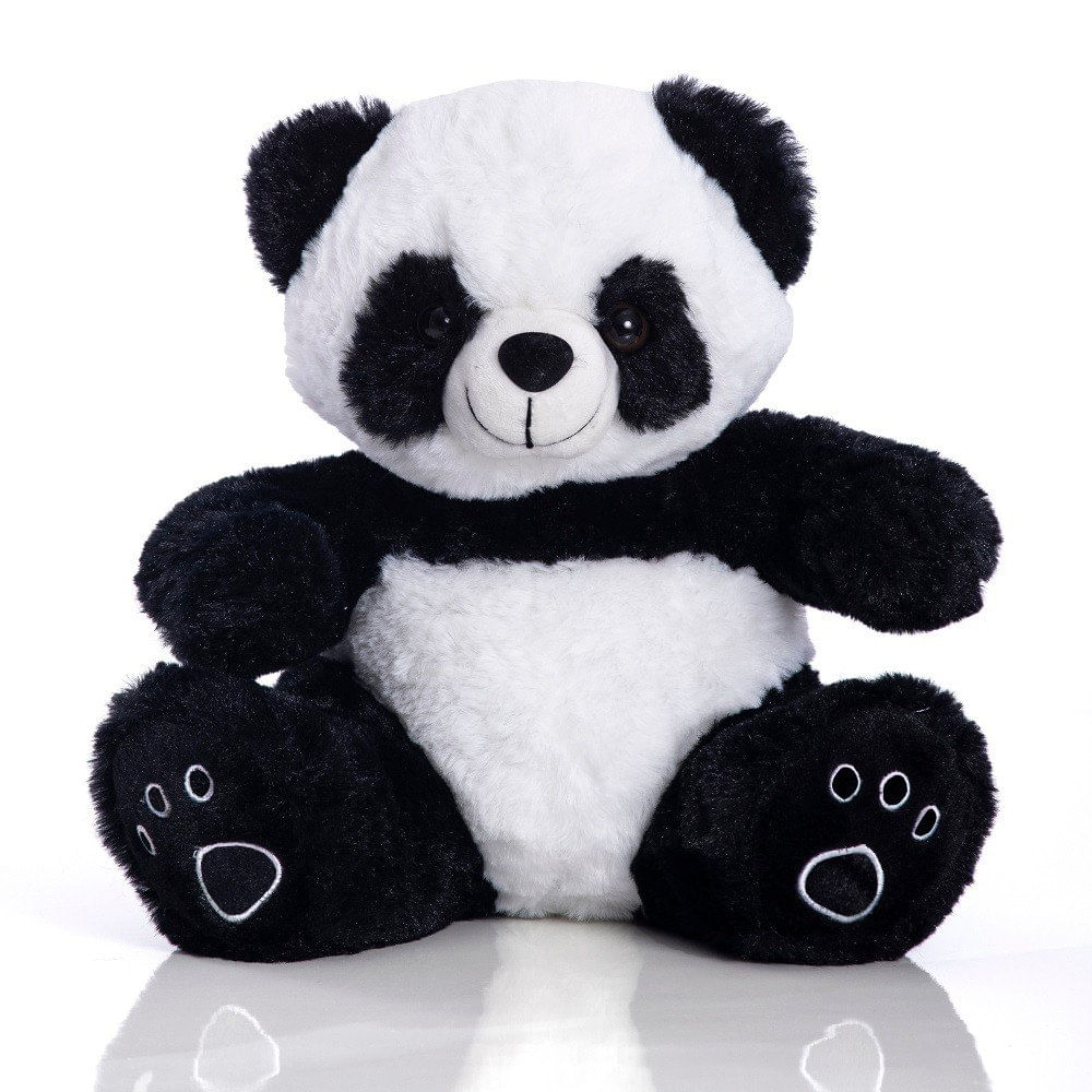 Urso Panda de Pelúcia 28 cm Sentado - Pegadas Preto e Branco