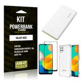 Kit Samsung M32 Carregador Portátil 10K Tipo C + Capa Anti Impacto + Película Vidro 3D - Armyshield