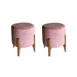 Kit 2 Puff Redondo Luxo Várias Cores Pés Mel 0136 Rosa