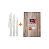 KIT - Faqueiro Premium 3 Peças + 1 Tábua para Churrasco 40x28 - Tramontina