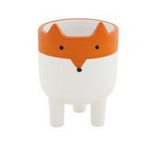 Cachepot Branco E Laranja Em Cerâmica 15cm