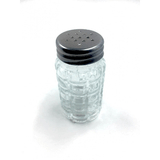 Saleiro e Pimenteiro de Vidro Detalhado Tampa Aço Inox 8cm