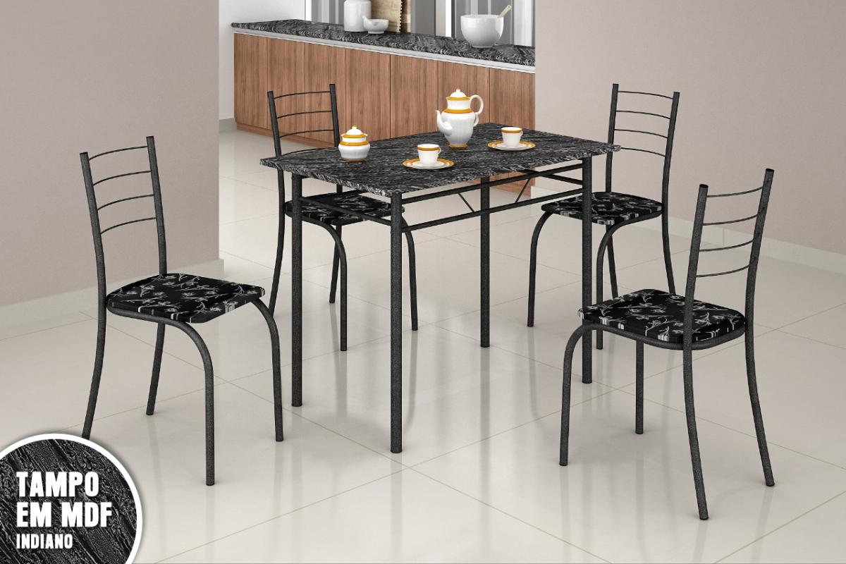 Mesa com 4 Cadeiras para Cozinha Ipanema Teixeira Preta na Americanas  Empresas