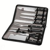 Kit Chef Tramontina em Aço Inox Cabo de Policarbonato e Fibra de Vidro com Estojo 10 Peças Tramontina