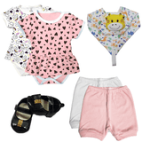 Kit 6 Peças Bebê Body Balone Short Naninha Sapatinho Menina