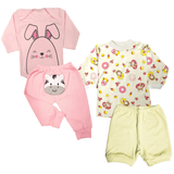 Kit Roupas de Bebê 4 Pçs Body Mijão Bordado Camiseta e Short