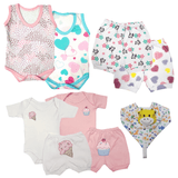 Kit Roupas de Bebê Verão Body e Shorts Estampados e Naninha