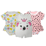 Kit Roupas de Bebê 3 Peças Body Vestido e Macacão Regata