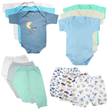 Kit Roupa de Bebê 12 Peças Body Manga Curta e Mijão e Shorts