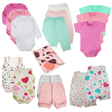 Kit Roupa de Bebê 16 Pças Body Mijão Macacão Shorts e Cueiro