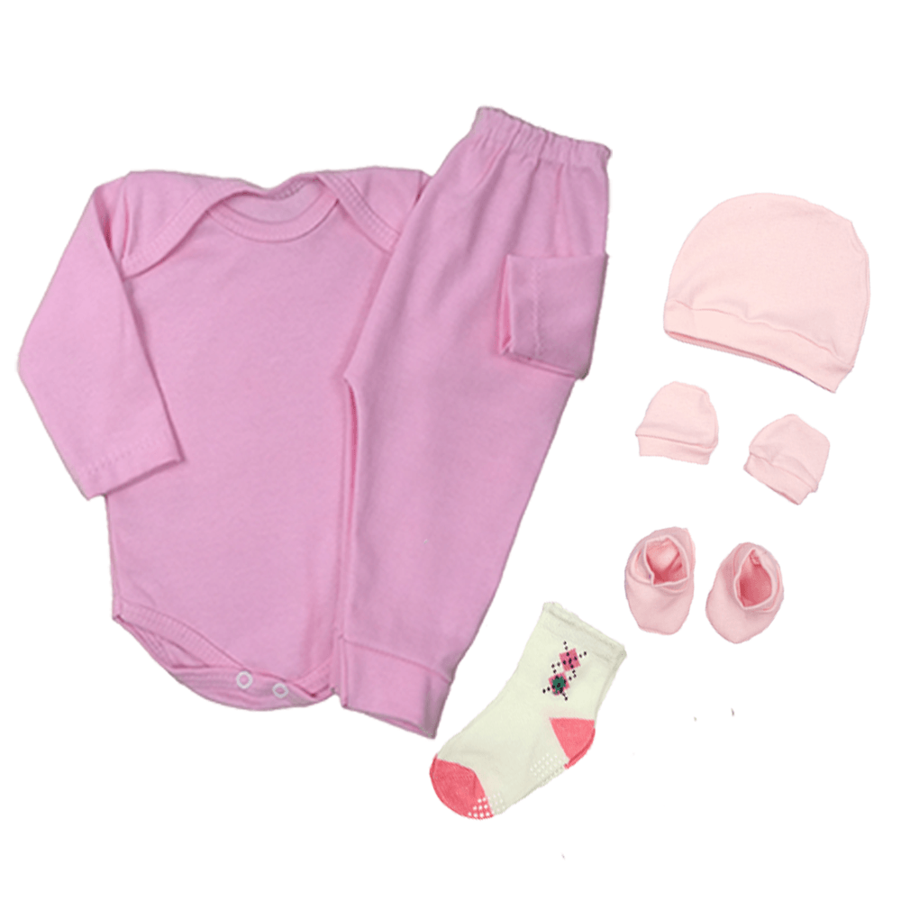 Kit Roupa de Bebê Body e Mijão e Kit Touca Luvas e Sapatinho