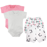 Kit Roupa de Bebê 4 Peças Body Manga Curta e Short Estampado