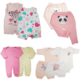 Kit Roupa de Bebê 10 Peças Conjuntos e Macacão Longo e Curto