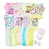 Kit Roupa De Bebe Maternidade 14 Peças Enxoval Body E Mijão Menina