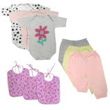 Kit Roupas de Bebê 9 Pças Body e Mijão e Babadores Coloridos