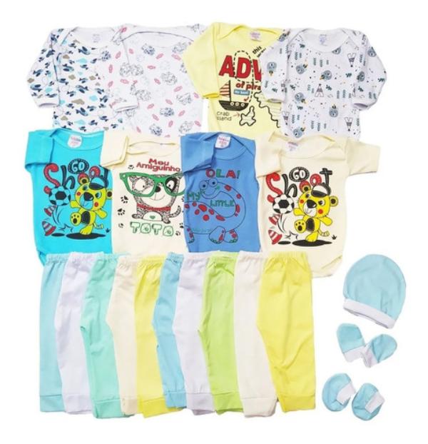 Kit Roupa De Bebe Maternidade 14 Peças Enxoval Body E Mijão