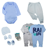 Kit Roupa de Bebê 8 Pçs Body Mijão Macacão e Acessórios Bebê