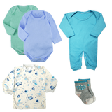 Kit Roupa de Bebê 5 Peças Body Camiseta Macacão Longo e Meia