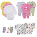 Kit Roupinha de Bebê 11 Peças Body Macacão e Conjunto Pijama